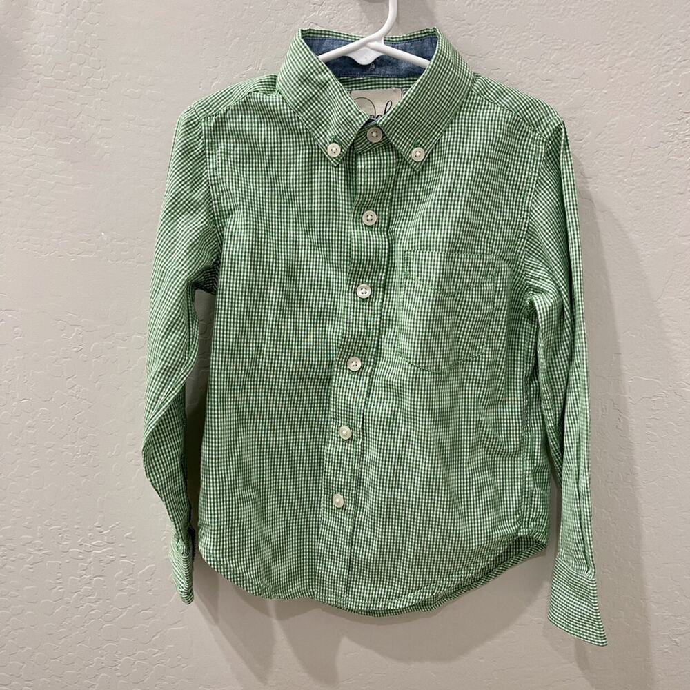 Peek Green Check Gingham Long Sleeve Button Up Shirt
